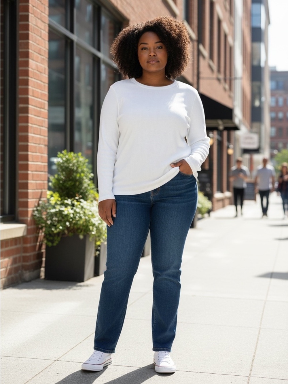 bp White Long-Sleeve Crew Tee